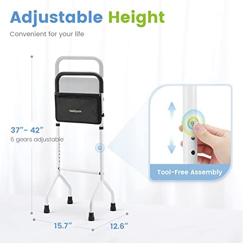 OasisSpace Adjustable Walking Cane 350lbs - Stand Assist Walking Cane with Storage Pouch, Self Standing Cane for Stability, Sit to Stand Walker, Walking Cane for Women and Men - Image 2