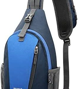 G4Free RFID Blue Sling Bag Crossbody Sling Backpack Small Chest Shoulder Backpack Men Women Hiking Outdoor(Dark Blue/Blue)