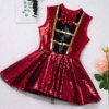Loloda Kids Girls Circus Carnival Halloween Party Ringmaster Costume Short Sleeves Ruffle Tutu Dress - Image 3