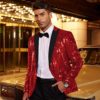Coofandy Men's Shiny Sequins Suit Jacket Blazer One Button Tuxedo for Party,Wedding,Banquet,Prom - Image 2