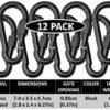 Branded Boards Black & Silver Heavy Duty Bushcraft Locking Thumb Screw Closure Zinc-Galvanized Steel Carabiner Spring Snap Clip Link Hooks 200-400lb Load. 6 & 12 Packs - Image 2