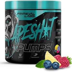Primeval Labs Ape Pumps PreWorkout Powder for Men and Women 40 Serving, Smashberry | Caffeine Free | Nitric Oxide Pump Pre Workout Energy Drink, Intense Pumps, Strength, Beta Alanine, L Citrulline