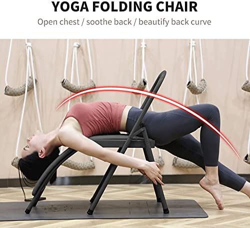 Nisorpa Yoga Auxiliary Foldable Chair with Lumbar Back Support Balance Handstand Training Tool Yoga Equipment Metal Folding Chair Balance Handstand Training Tool - Image 2