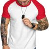 JSFOIRYROU Gym Workout T-Shirt for Men Pleated Raglan Short Sleeve Base Layer Muscle Bodybuilding Fitness Cotton Tee Tops - Image 2