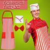 Haysandy 3 Pieces Christmas Adult Waiter Costume Kit Car Costume Red and White Striped Apron Adjustable Bib Aprons with 2 Pockets Soda Jerk Chef Hat Adjustable Red Bow Ties for Christmas Xmas Party() - Image 7