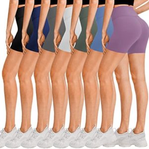 FULLSOFT 7 Pack Biker Shorts for Women- High Waisted Workout Running Athletic Spandex Soft Gym Summer Short Yoga Leggings
