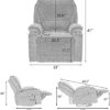 YOCONYO Swivel Rocker Recliner with Massage and Heated Functions, Living Room Chair with Remote Control, Two Cup Holders Dark Gray - Image 3