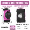 NHH Skateboard Knee Pads Set - 6 In 1 Protective Gear Set Knee Pads Elbow Pads and Wrist Guards for Kids Youth Adults Men and Women (Pink, Medium) - Image 4