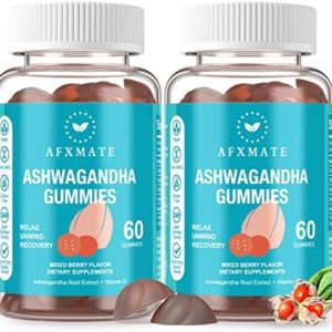 AFXMATE Ashwagandha Gummies & Vitamin D Gummies for Men & Women 120 Count Aswangdha Supplement (Non-GMO, Sugar Free & Gluten Free)