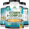 Vitamin B Complex with Vitamin C and Folic Acid - B12, B1, B2, B3, Vitamin B5 Pantothenic Acid, B6, B7, B9 - Nervous System Support & Supports Energy Metabolism Non-GMO- 100 Veggie Capsules - Image 4