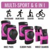NHH Skateboard Knee Pads Set - 6 In 1 Protective Gear Set Knee Pads Elbow Pads and Wrist Guards for Kids Youth Adults Men and Women (Pink, Medium) - Image 2