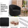 MEDIMALL Upholstered Swivel Barrel Chair, Round Velvet Accent Chair with Ergonomic Wing Back & Armrests, Leisure Sofa Chair with Metal Chaise for Home, Club, Office, Black - Image 6