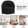 MEDIMALL Upholstered Swivel Barrel Chair, Round Velvet Accent Chair with Ergonomic Wing Back & Armrests, Leisure Sofa Chair with Metal Chaise for Home, Club, Office, Black - Image 3