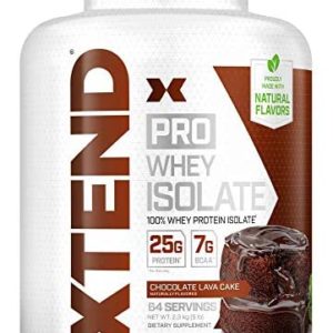 XTEND Pro Protein Powder Chocolate Lava Cake | 100% Whey Protein Isolate | Keto Friendly + 7g BCAAs with Natural Flavors | Gluten Free Low Fat Post Workout Drink | 5lbs