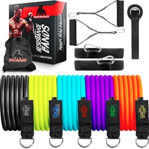Resistance Band Set | Resistance Bands with Handles Space Rubber Technology - Resistance Exercise Band Set Ultra Durable Home Gym Bands | Up to 150 LBS Tension - Door & Floor Anchor Included