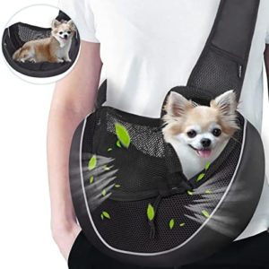WOYYHO Small Pet Dog Sling Carrier Zipper Pocket Breathable Puppy Sling Carrier with Removable Bottom Adjustable Safe Small Dog Crossbody Carrier for Small Medium Dogs Cats Rabbit Outdoor Travel