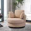 Neylory 42.2" W Swivel Barrel Chair, Teddy Boucle Swivel Single Sofa with 3 Pillows, 360 Degree Modern Round Circle Swivel Accent Lounger Armchair Chairs for Living Room Bedroom (Light Camel) - Image 2