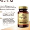 Solgar Vitamin B6 25 mg, 100 Tablets - Supports Energy Metabolism, Heart Health & Healthy Nervous System - B Complex Supplement - Vegan, Gluten Free, Dairy Free, Kosher - 100 Servings - Image 3
