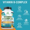 Vitamin B Complex with Vitamin C and Folic Acid - B12, B1, B2, B3, Vitamin B5 Pantothenic Acid, B6, B7, B9 - Nervous System Support & Supports Energy Metabolism Non-GMO- 100 Veggie Capsules - Image 2