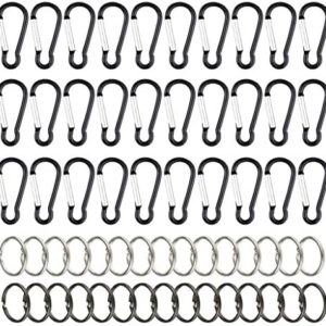 Wobe 30pcs 2 inch Carabiner Clips with Keyrings Aluminum D-Ring Spring Lock Hooks