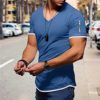 Men's Summer Short Sleeve Muscle T-Shirt Stylish Workout Tee Casual Slim Fit Running Fitness Gym Tshirts - Image 2