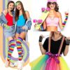 80s Costume Accessories Set Women Fancy Dress Tutu Leg Glove Necklace Headband Earring Glasses - Image 3