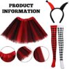 Matiniy 3 Pcs Female Jester Costume Red White Clown Costume Set Halloween Kids Wicked Jester Dress for Mardi Gras Party Carnival Party Cosplay - Image 2