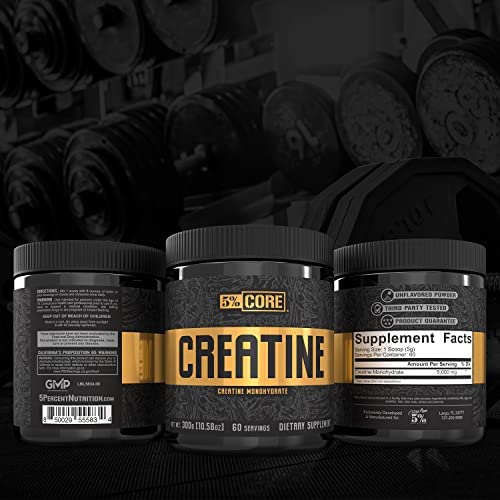 5% Nutrition Core Creatine | Micronized Creatine Monohydrate Powder | 5G, 5000mg, 60 Servings (Unflavored) - Image 3