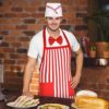 Haysandy 3 Pieces Christmas Adult Waiter Costume Kit Car Costume Red and White Striped Apron Adjustable Bib Aprons with 2 Pockets Soda Jerk Chef Hat Adjustable Red Bow Ties for Christmas Xmas Party() - Image 6