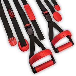 Lifeline Jungle Gym XT Split Anchor Body Weight Suspension System – Lightweight Resistance Training at home, outside or on the go, Red/Black