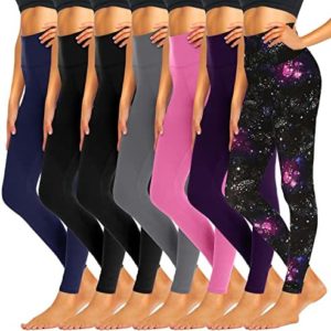 iceROSE 7 Pack High Waisted Leggings for Women, Buttery Soft Black Running Yoga Leggings