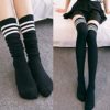 Senker Fashion 6 Pairs Thigh High Socks Striped Over Knee Socks Long Stocking Leg Warmer Socks for Daily Wear, Cosplay, Three Stripes - Image 2