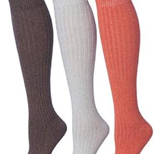 Tipi Toe Women's 3 Pairs Ragg Marled Ribbed over the calf/knee high Wool-Blend Boot Socks