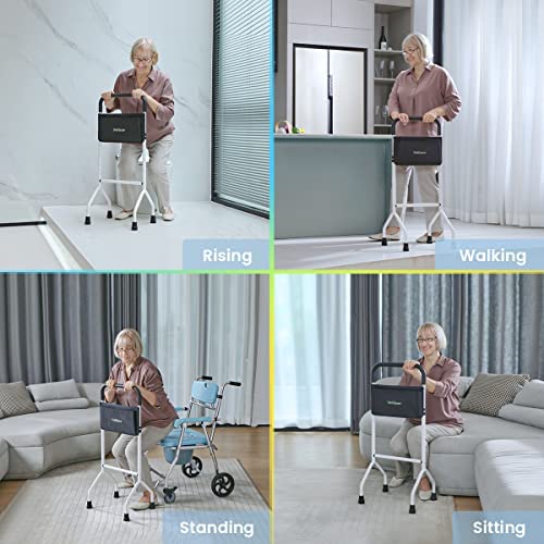 OasisSpace Adjustable Walking Cane 350lbs - Stand Assist Walking Cane with Storage Pouch, Self Standing Cane for Stability, Sit to Stand Walker, Walking Cane for Women and Men - Image 7