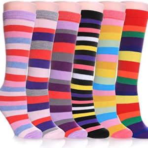 SDBING 3-12 Years Old Girls Knee High Socks Kids Cute Funny Animal Pattern Long Boot Socks 6 Pairs