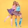 6 Pairs Colorful Striped Knee High Socks, Neon Stripe White Black Knee Colored Tube Socks for Women Girls - Image 6