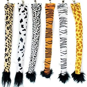 Animal Tails - 6 Pk Cosplay Costume Stuffed Tails - Halloween Costume Zoo Animal Costume Accessories for Halloween Party, Jungle Safari Party, Safari Birthday, Zoo Animal Party, Zoo Theme Birthday