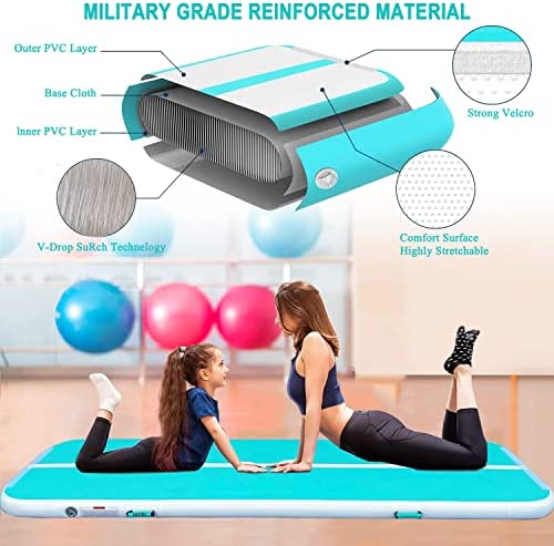 Gymnastics Mats Tumbling Track Mat, Air Mat Tumble Track Inflatable Training Mat 4 inch Thickness With Carry Bag Electric Pump For Home Use, Cheerleading, Yoga, Water Exercise - Image 2