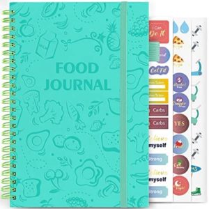 EPEWIZD Food Journal for Women Weight Loss Journal Wellness Meal Planner A5 Size Food Dairy Calories Counter Book Hardcover Workout Planner Tracking Progress Undated-Light Green