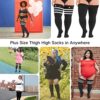Zando Womens Plus Size Thigh High Socks Over Knee Thick Socks Extra Long Leg Warmers Chunky Knit Thigh High Stockings - Image 5