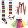 80s Costume Accessories Set Women Fancy Dress Tutu Leg Glove Necklace Headband Earring Glasses - Image 2