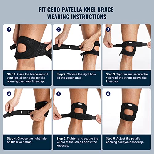 Fit Geno 1-Pack Patella Knee Brace for Knee Pain, Knee Compression Sleeve Knee Brace for Arthritis Pain and Support, Essential Workout Knee Guard Knee Pads for Women and Men - Image 7