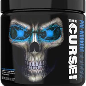 JNX Sports The Curse! Pre Workout Supplement - Intense Energy & Focus, Instant Strength Gains, Enhanced Blood Flow - Nitric Oxide Booster with Creatine & Caffeine - Men & Women | Blue Raspberry | 50 Srv
