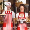 Haysandy 3 Pieces Christmas Adult Waiter Costume Kit Car Costume Red and White Striped Apron Adjustable Bib Aprons with 2 Pockets Soda Jerk Chef Hat Adjustable Red Bow Ties for Christmas Xmas Party() - Image 5