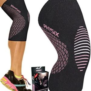 Physix Gear Sport Knee Support Brace - Best No-Slip Knee Braces for Knee Pain Women & Men, Compression Knee Sleeves for Running Workout Walking Hiking Sports Arthritis ACL Torn Meniscus