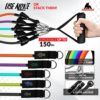 Resistance Band Set | Resistance Bands with Handles Space Rubber Technology - Resistance Exercise Band Set Ultra Durable Home Gym Bands | Up to 150 LBS Tension - Door & Floor Anchor Included - Image 2