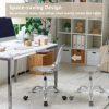 Giantex Clear Desk Chair, Acrylic Armless Office Rolling Chair, Height Adjustable Leisure Ghost Chair w/Chromed Base, Modern Cute Vanity Chair, Swivel Computer Chair for Home Office (1) - Image 6