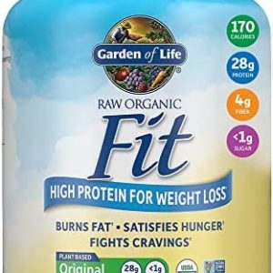 Garden of Life Raw Organic Fit Powder, Original - High Protein for Weight Loss (28g) Plus Fiber, Probiotics & Svetol, Organic & Non-GMO Vegan Nutritional Shake, 10 Servings