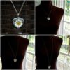 Large Handmade Glass Heart with Real Dry Pressed Daisy, Mother's Day Gift Jewelry, April Birth Flower, Long Chain Necklace - Image 5