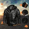 Winter Top Coat Motorcycle Jacket Men Sleeve Leather Long Imitation Zipper Men's Coats Jackets Winter Coats (Black-C, L) - Image 3